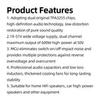 1200W 10A Pure Power Amplifier Module 2.0 600W+600W Stereo Digital Audio Amplifier TPA3255 Amplifier Chip DC 18-51V XY-AP1200K