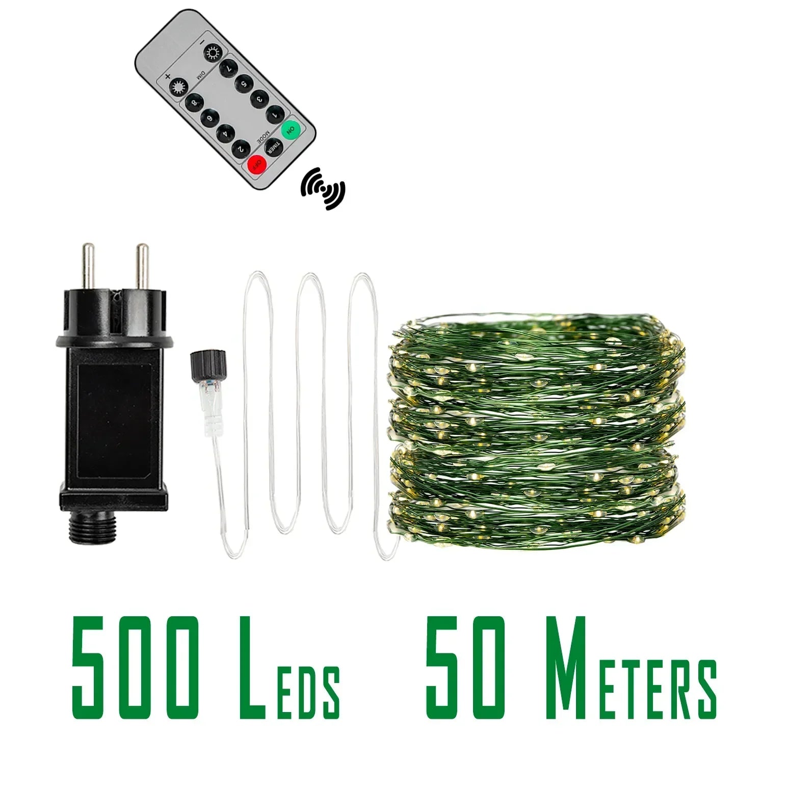 1000/500LED Green Wire Led String Fairy Lights US/EU Plug 110V/220V Waterproof LED Christmas Tree Holiday Home Garden Decor Xmas