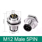 M12 Panel Back Mount Flange Socket Sensor Connector Waterproof Screw Threaded Coupling Male Female 3 4 5 8Pin M1216