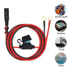 Motorcycle Quick Release SAE Cable With Fuse Terminal O Connector Battery Charger Extension Adapter Wire 16AWG Terminal