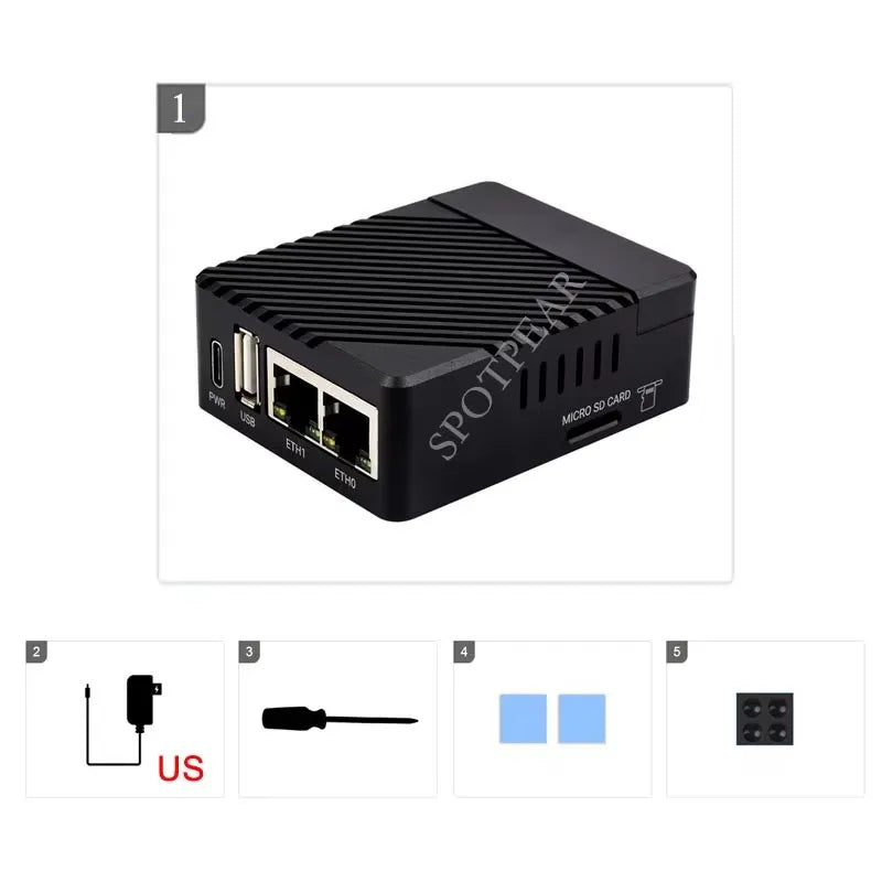 Raspberry Pi CM4 dual ETH mini Open-source Router Board Metal case for Compute Module 4 IO Board  5V, Type-C interfac
