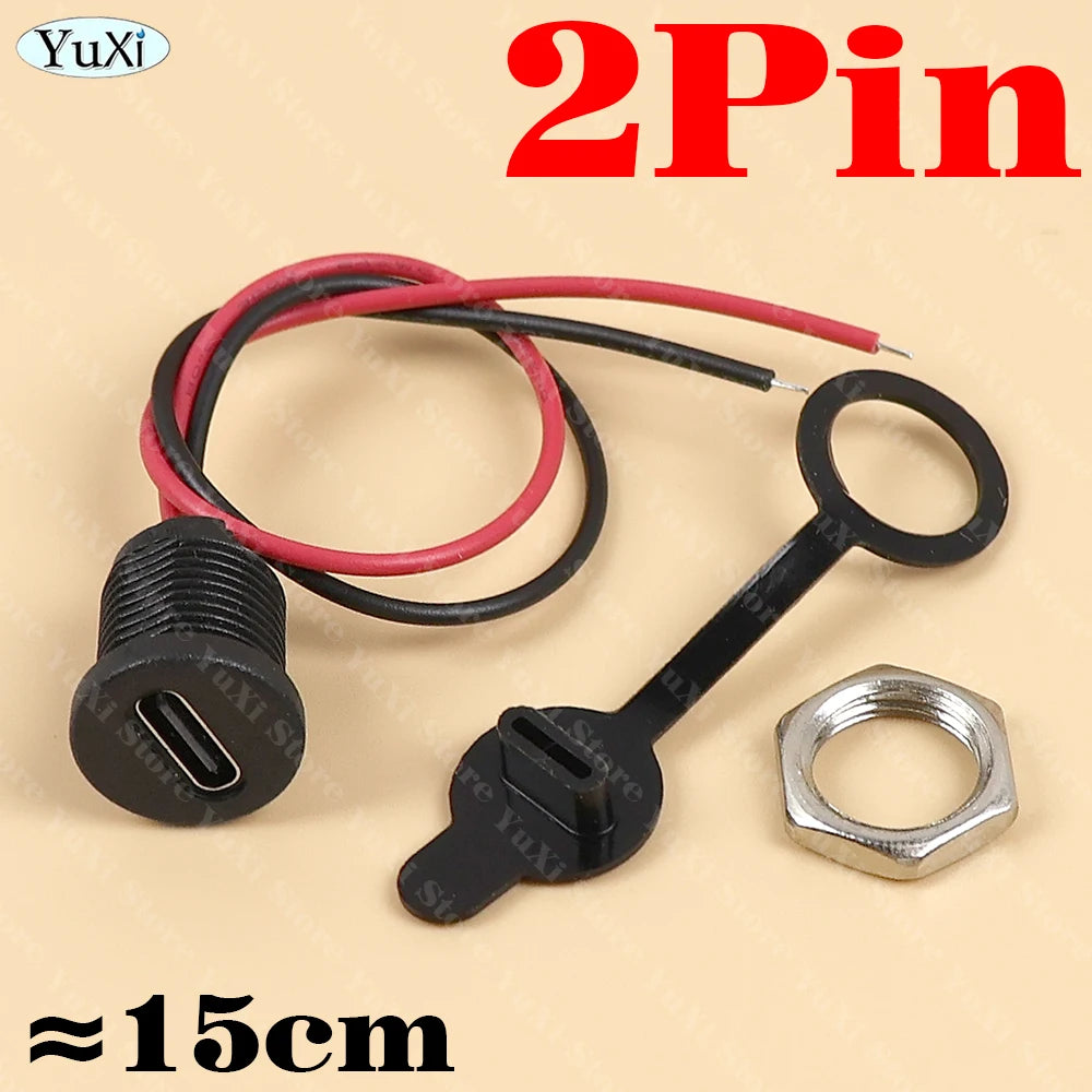 1–20pcs USB-C Type-C Waterproof Connector With Nut Locking Panel Mounting TPC Fast Charging Port Jack Socket 2/4/5/6 Pin PH 2.0