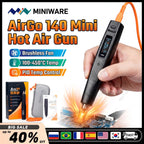 MINIWARE AirGo 140 Portable Hot Air Soldering Station 140W PD3.1 USB C BGA Desoldering Rework Tool Digital Temp Cable Box