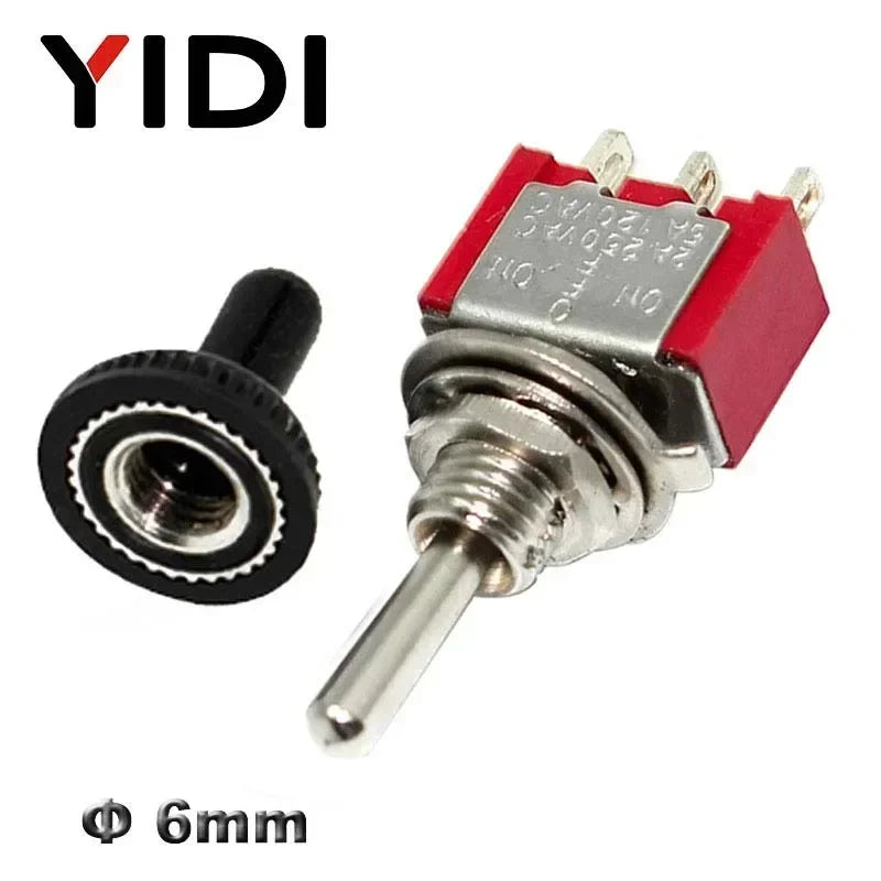 6A 125VAC Mini 6mm Toggle Switch MTS 102 103 202 203 302 303 402 403 on off SPDT DPDT on off on 3PDT Switch with Waterproof Cap