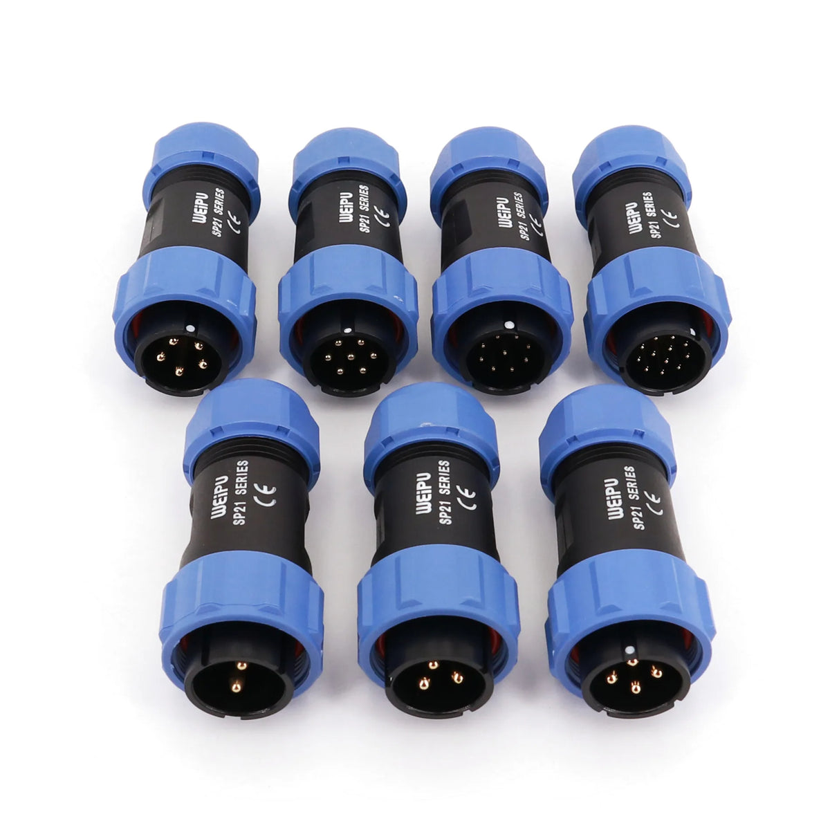 Weipu SP21 Waterproof IP68 In-Line Male and Female 2/3/4/5/7/9/12 Pin Circular Aviation Cable Connector