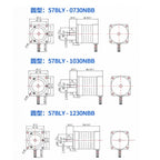 Brushless DC motor 57BLY-0730NBB/1030NBB/1230NBB, adjustable speed, with Hall sensor