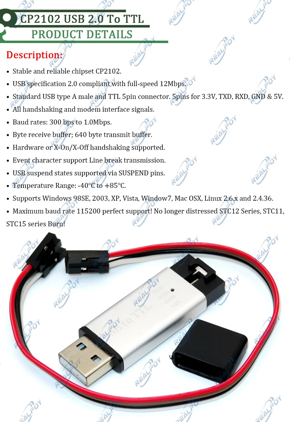 Aluminum shell CP2102 USB 2.0 to TTL UART Module 6Pin Serial Converter STC Replace FT232 Module support 5v/3.3v for arduino