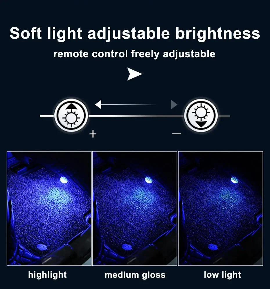 Wireless Adhesive LED Car Interior Ambient Light Remote Control Decor Auto Roof Foot Atmosphere Lamp Bicycle Tail Light
