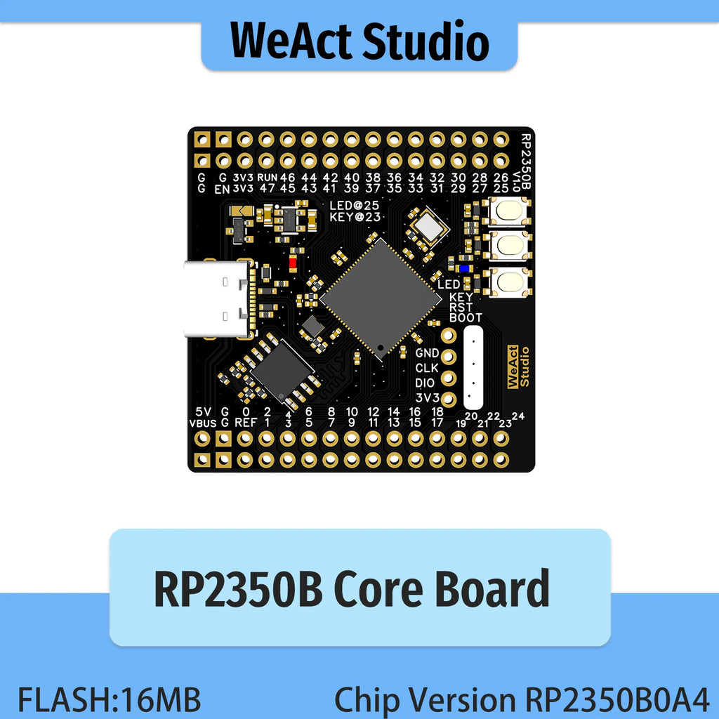 WeAct RP2350B Raspberry Pi RP2350B RISC-V Hazard3 520KByte SRAM 16MByte QSPI Flash 48GPIO All out New Version Chip RP2350B0A4