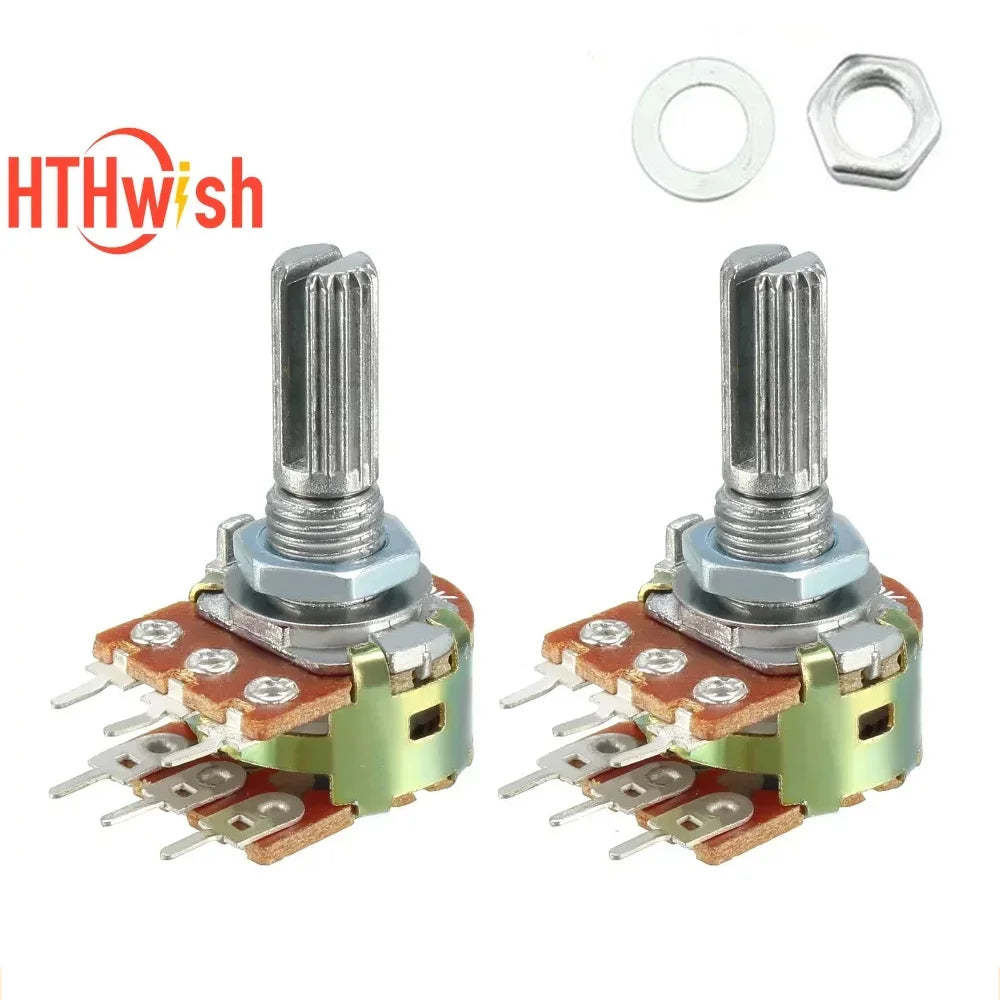 WH148 20MM 6Pin Potentiometer with Nuts and Washers Kit 1K 2K 5K 10K 20K 50K 100K 250K 1M Variable Rotary Carbon Film Resistor