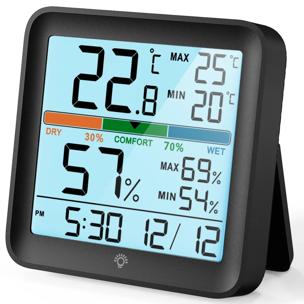 LCD Thermometer Hygrometer Sensor Gauge Indoor Room Digital Temperature Humidity Meter Weather Station For Home