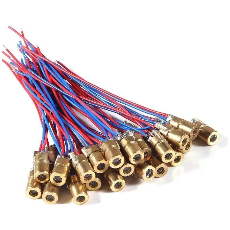 Latest 10pcs Adjustable Mini Laser Pointer Diode RED Dot Laser Diod Circuit 3V/5V 5mW 650nm Module Pointer Sight Copper Head