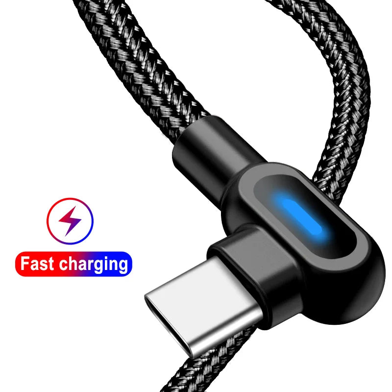 90 Degree USB Type C Cable Fast Charging USB A To Micro Cable For Samsung Xiaomi Huawei Android Phones USB C Data Cable 1M 2M