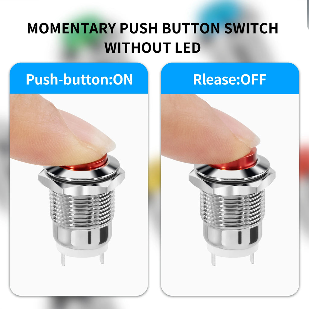 1 PCS 12mm Waterproof Momentary High Round Metal Push Button Switch Car Start Horn Speaker Bell Automatic Reset