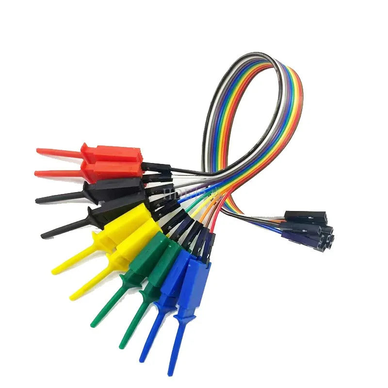 10Pcs Test Hook Clips with 20/30cm Male Header Jumper Wires & SOIC IC Grabber, Test Hook Clips to Dupont Wire for Power Supply