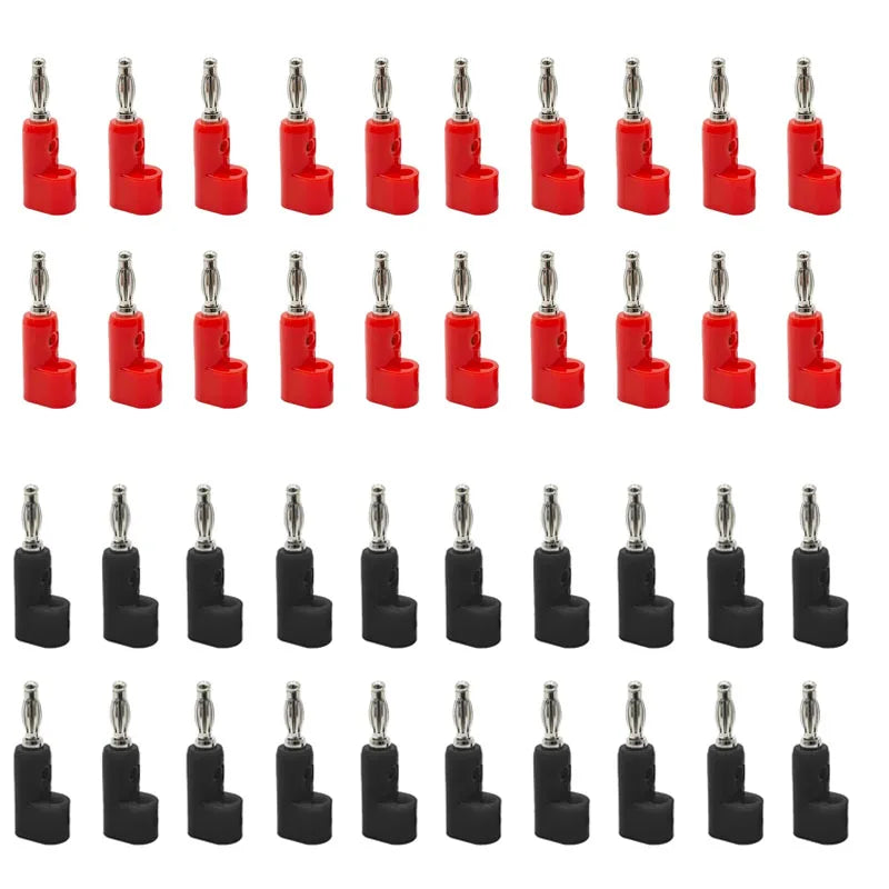 40pcs/4mm Adaptor Electrical Connecting Bending L Shape Banana Jack Plug Socket for Binding Post Test Terminal Connector