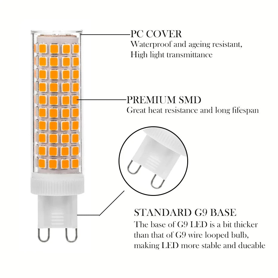 10pcs G9 LED Lamp AC100V-265V 10W No Flicker 76LEDS SMD2835 Ceramics Chandeliers Light Lighting For Living Room Led Bulb