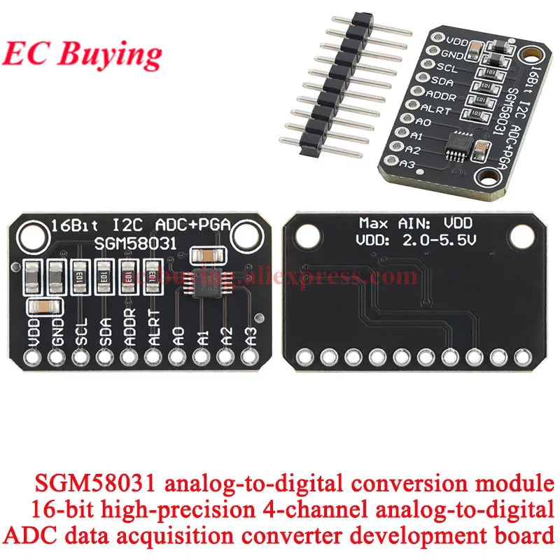 ADS1115 ADS1015 MCP4725 AD5593 ADS1110 ADS1118 ADS1120 ADS1220 MCP3421 SGM58031 PCF8591 Analog-to-Digital Breakout Board Module