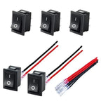 5PCS ON/OFF Round Rocker Switch MINI Toggle Switch 2 Pin SPST Push Button Switch 12V 24V 20MM with Wires for Auto Car Boat RV