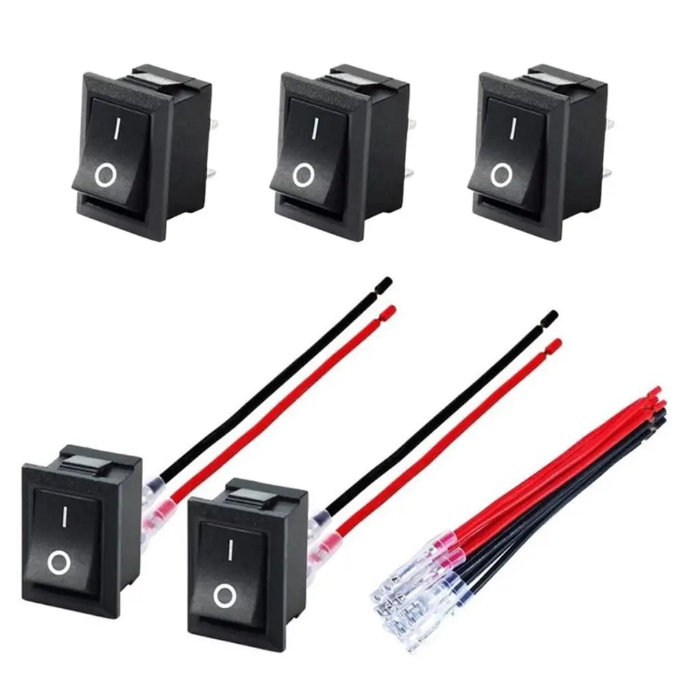 5PCS ON/OFF Round Rocker Switch MINI Toggle Switch 2 Pin SPST Push Button Switch 12V 24V 20MM with Wires for Auto Car Boat RV