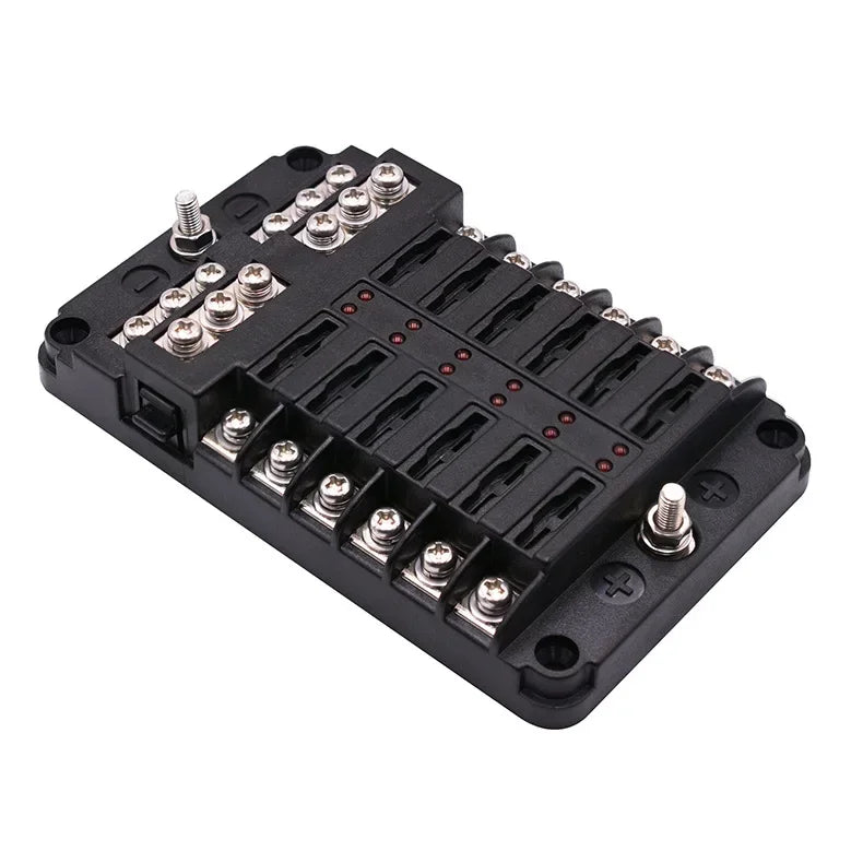 6/12 Way Blade Fuse 12-24V Car Boat Fuse Box Holder with Plastic Cover for Power Panel Board Camper RV Accessorie