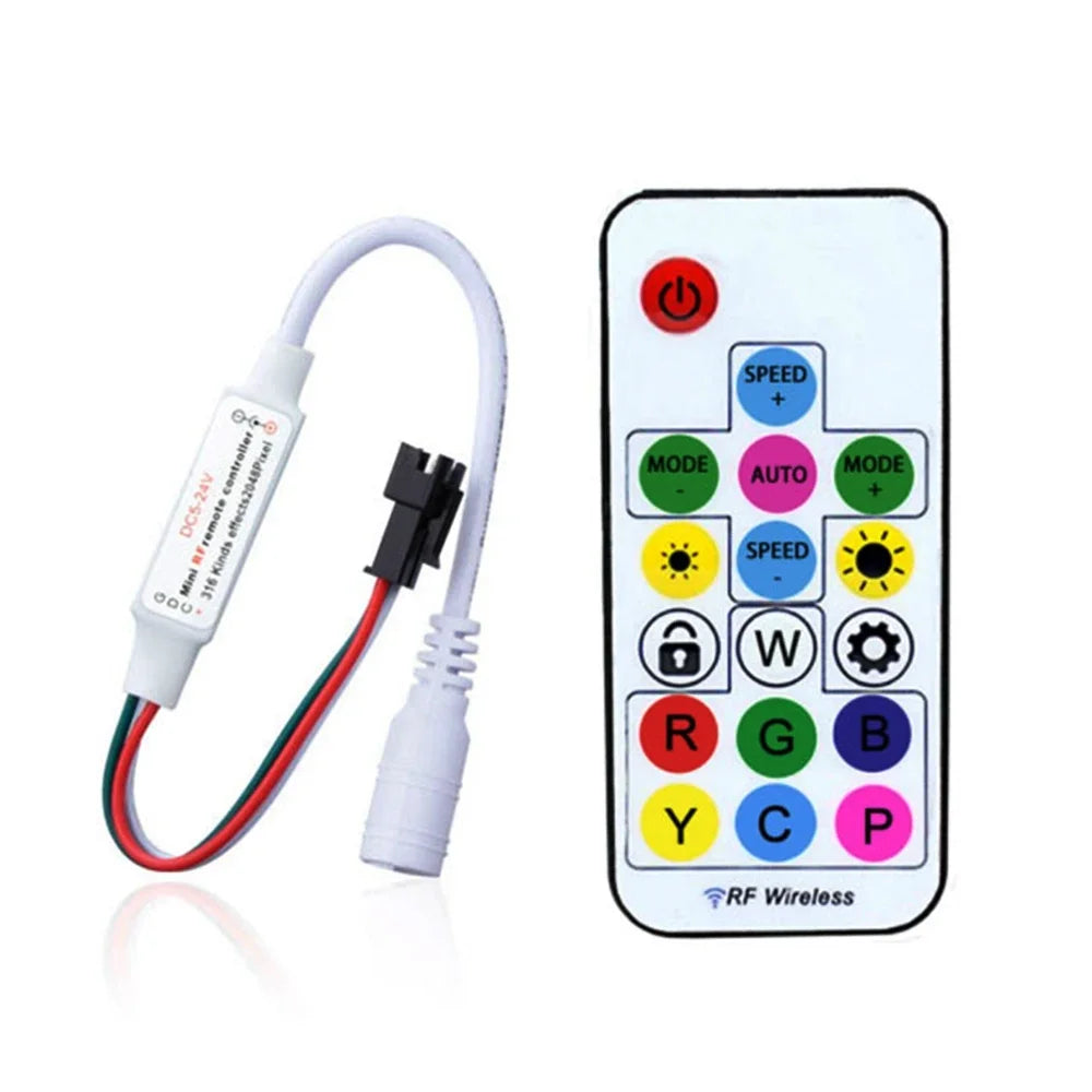 WS2811 WS2812B WS2813 WS2815 LED Pixels Strip Light Controller 3/4PIN USB/DC RF 14/17/21Keys LED Tape Remote Controller DC5-24V