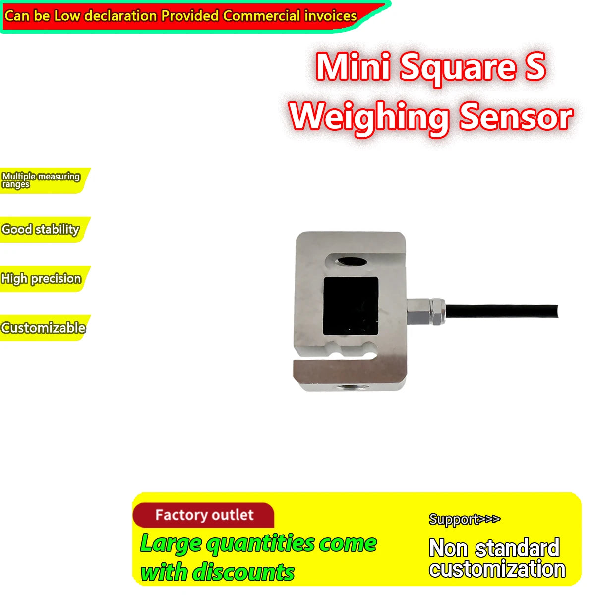 S-Type Force Sensor 10/20/50/100kg Micro Weighting Sensor with M8 Thread, Tension Pressure Transducer for Automation Control