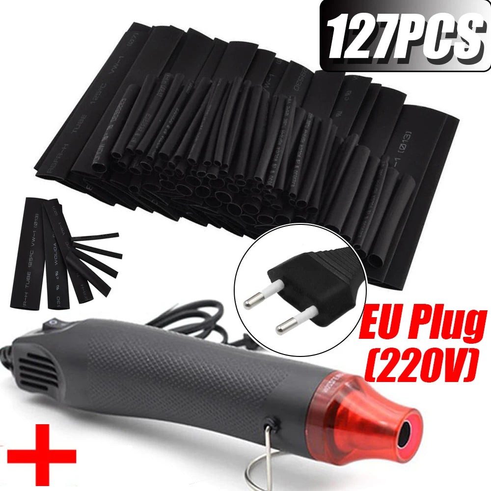 328/127/580PCS Heat Shrink Tubing Kit 2:1 Shrinkable Wire Shrinking Wrap Tubing Wire Connect Cover Protection with Hot Air Gun
