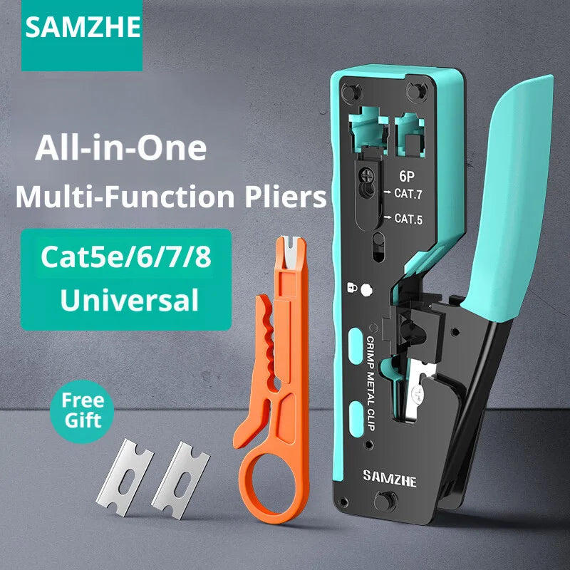 SAMZHE RJ45 Crimp Tool Crimper Cutter for Cat5e/6/7/8 8P 6P Modular Connector Ethernet All-in-one Wire Tool ﻿Ethernet Modular