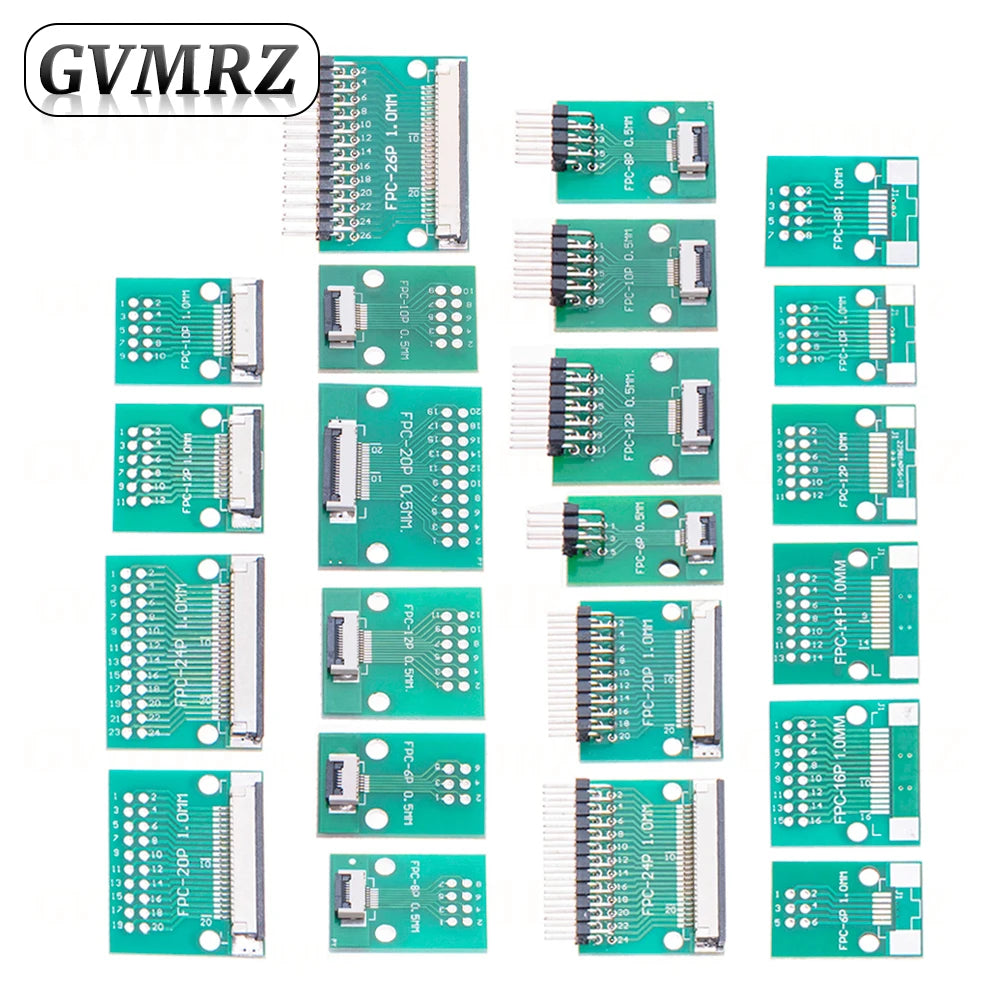 0.5mm 1.0mm pitch Connector SMT Adapter to 2.54mm hole FPC FFC Cable Welded board With Pin / Empty Board 6P 8P 10P 12P 20P 24P