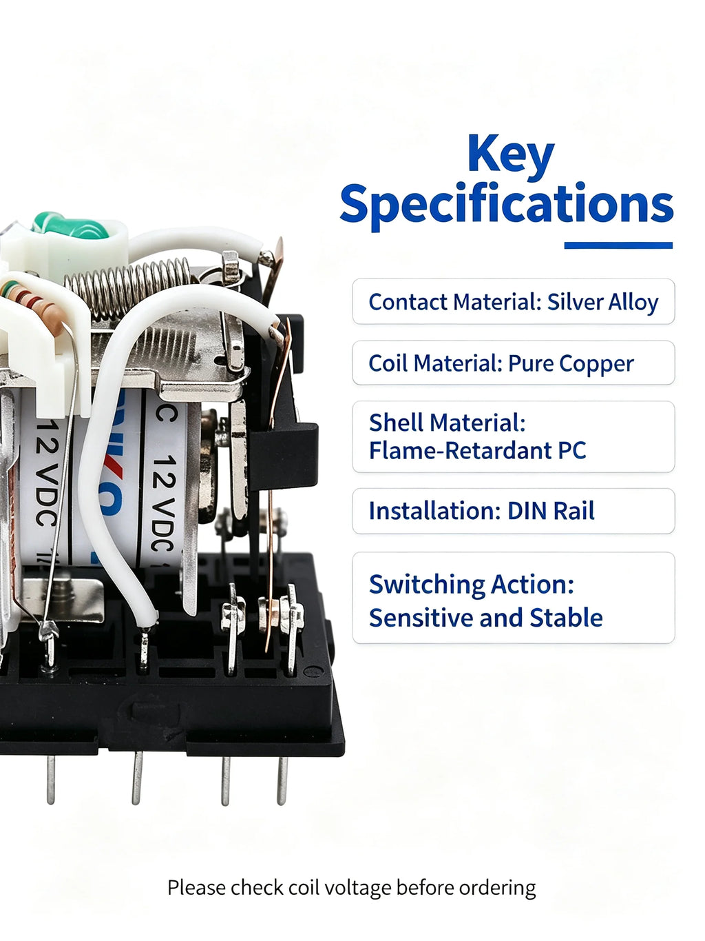 Power Electromagnetic Relay MY2N‑J MY4N‑J HH52P HH54P With PYF11A Socket Base DIN Rail Mount Coil DC12V DC24V AC220V Industrial