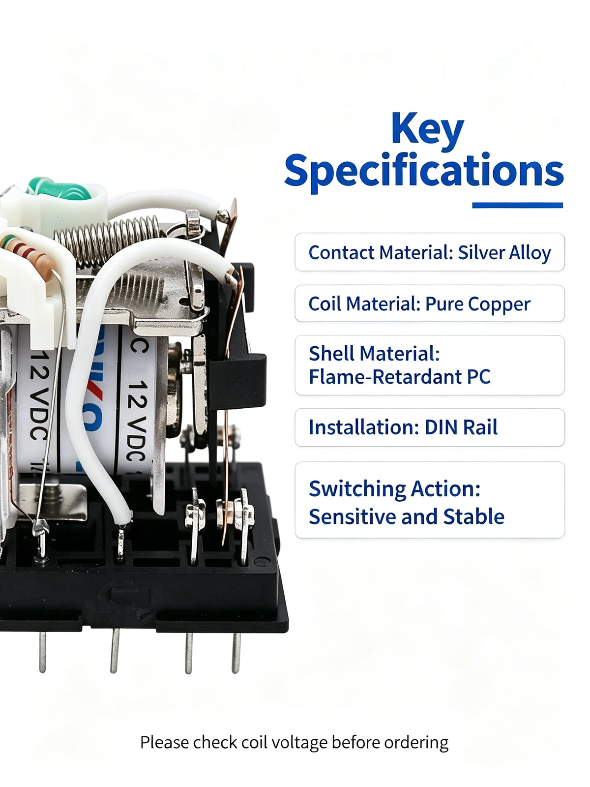 Power Electromagnetic Relay MY2N‑J MY4N‑J HH52P HH54P With PYF11A Socket Base DIN Rail Mount Coil DC12V DC24V AC220V Industrial