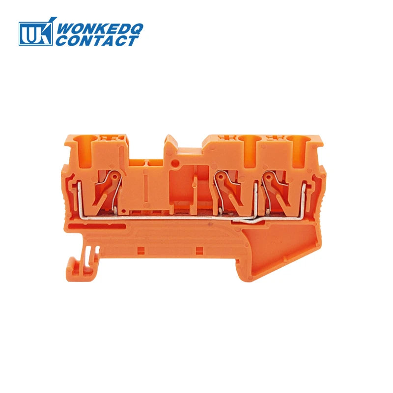 10Pcs PT2.5-TW PT 2.5-TW Push-In Twin 3-Conductor Feed-Through Strip Wire Electrical Connector Din Rail Terminal Block PT 2.5 TW