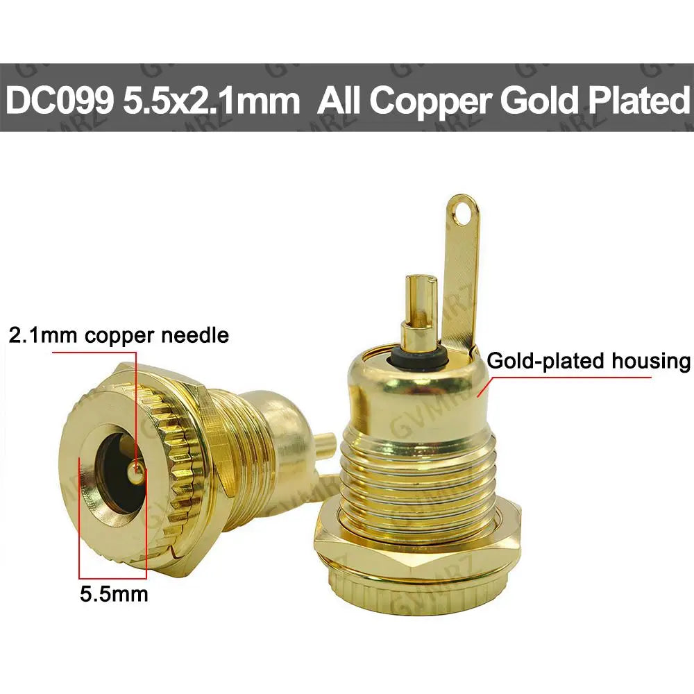 5PCS 5.5x2.1mm/5.5mm x 2.5mm DC099 Metal DC Power Male Plug Jack Connector with Spring DC-099 Yellow Head 5.5*2.1/5.5*2.5 DC099