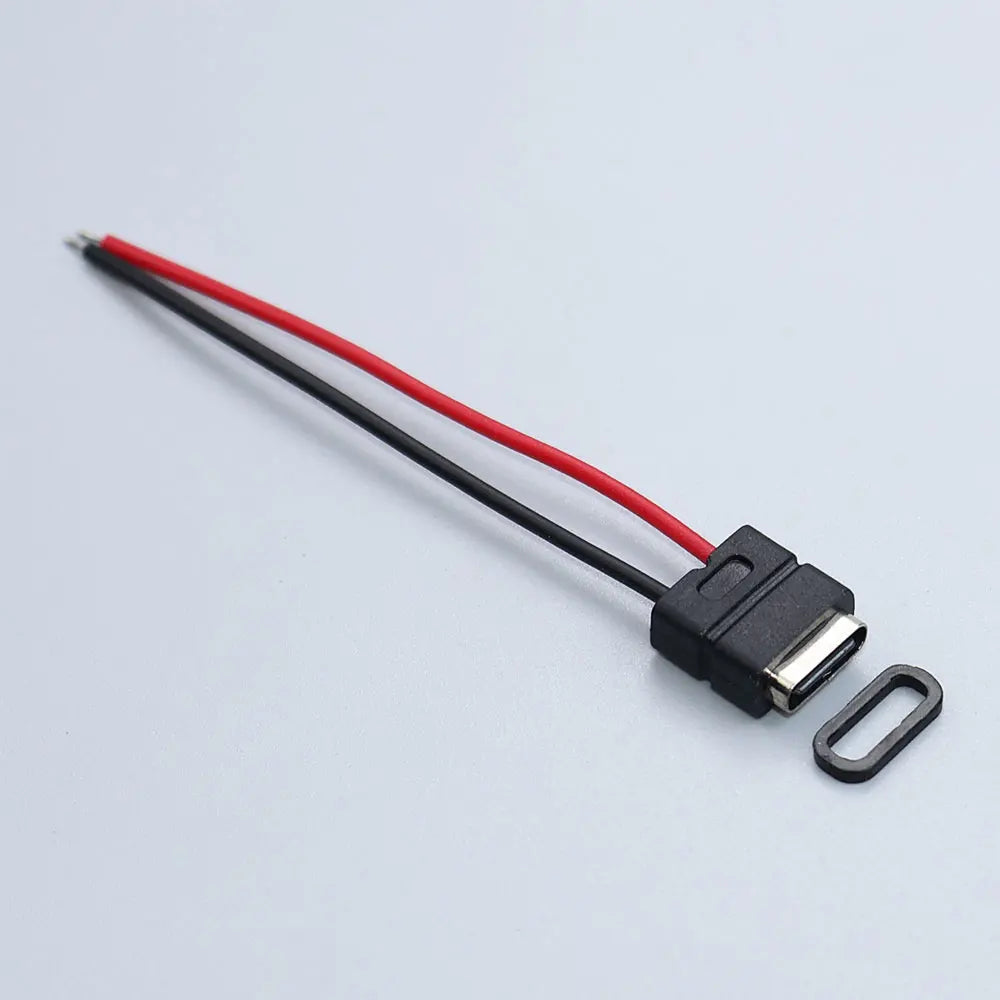 2/5/10pcs Type C 2 Pin Waterproof Female USB C Socket With Screw Hole Fast Charge Charging Interface USB Connector With Cable