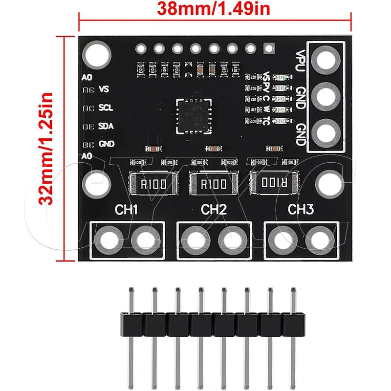 INA3221 Triple-Channel Shunt Current Voltage Monitor Sensor Low/High Side I2C Output Power Monitoring Control Module for INA219