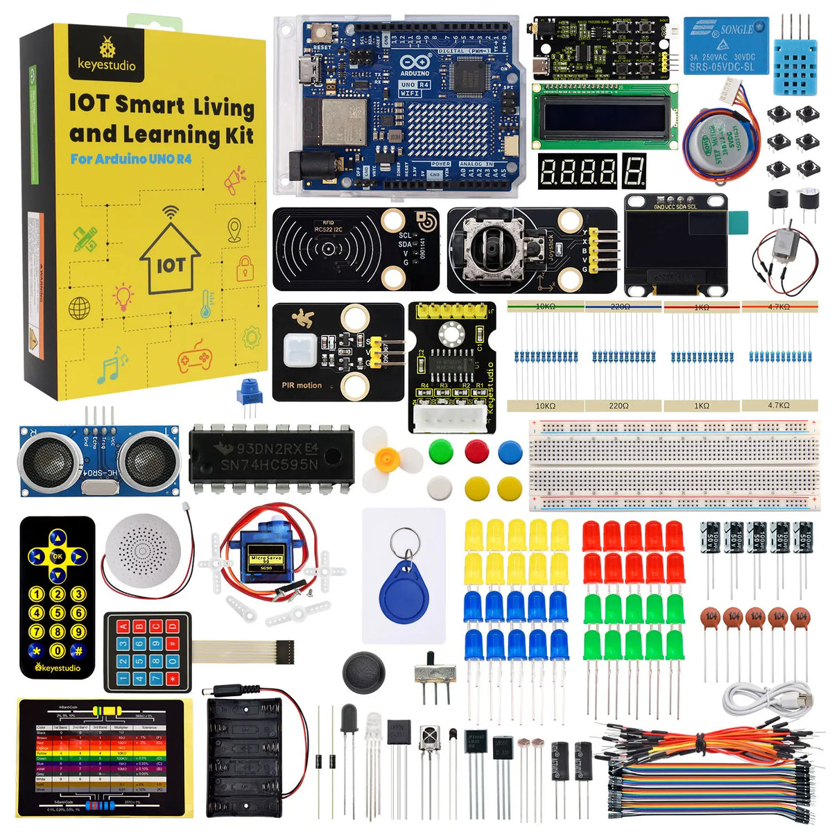 Keyestudio STEM IOT Smart Living Starter Kit For Original Arduino Uno R4 WIFI Or Minima Board DIY Educational Kit+60 Projects