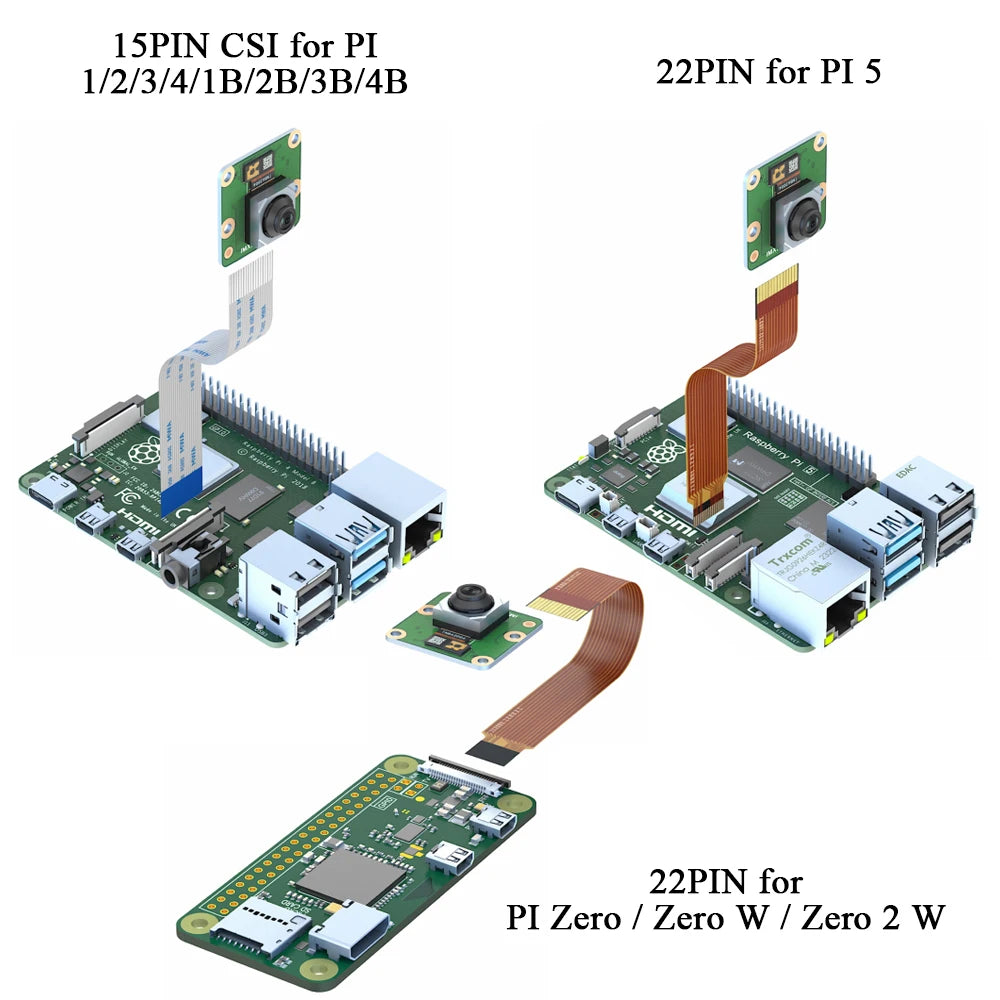 IMX708 Camera Module for Raspberry Pi 5 4 4B 3B+ ZERO 2 W HD 12MP Auto Focus 75 120 Degree Night Vision NO IR 22PIN CSI 15PIN