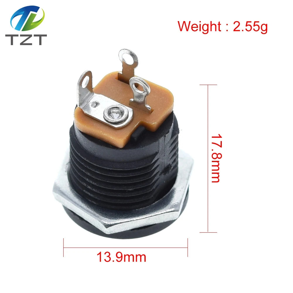 TZT 10Pcs DC-022 5.5-2.1 / 5.5 x 2.1mm DC Power Socket/ DC Connector Panel Mounting DC022