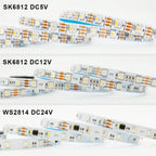 SK6812 WS2814 Led Strip 5050SMD 4 IN 1 60Leds/Pixels/M Individual Addressable Strip RGBW NW WW IP30/65/67 DC5V 12V 24V