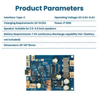 DC 6.6V-8.4V BT Amplifier Board With 2 x 25W Adjustable Tuning And Integrated Charging Type C Bluetooth Amplifier Module