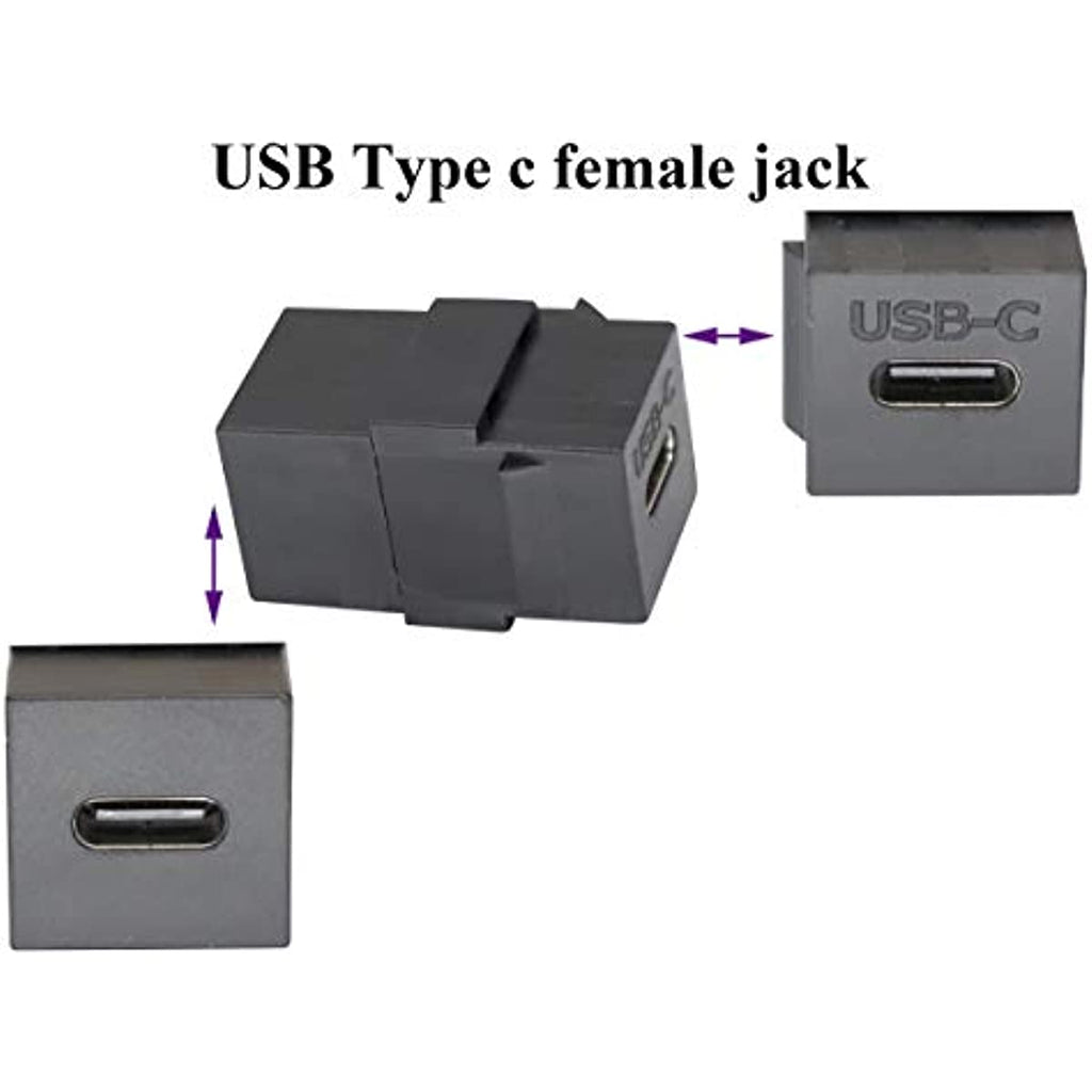 USB C Keystone Jack Inserts Adapter USB 3.1 Type-C Female to Female Insert Socket Coupler Connector for Wall Plate Outlet Panel