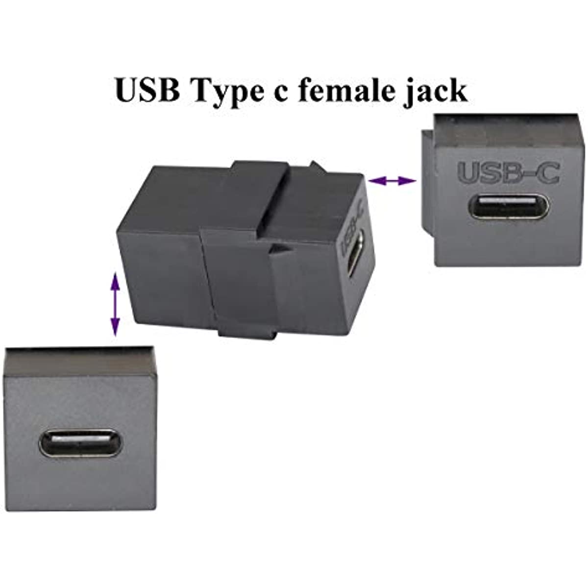 USB C Keystone Jack Inserts Adapter USB 3.1 Type-C Female to Female Insert Socket Coupler Connector for Wall Plate Outlet Panel