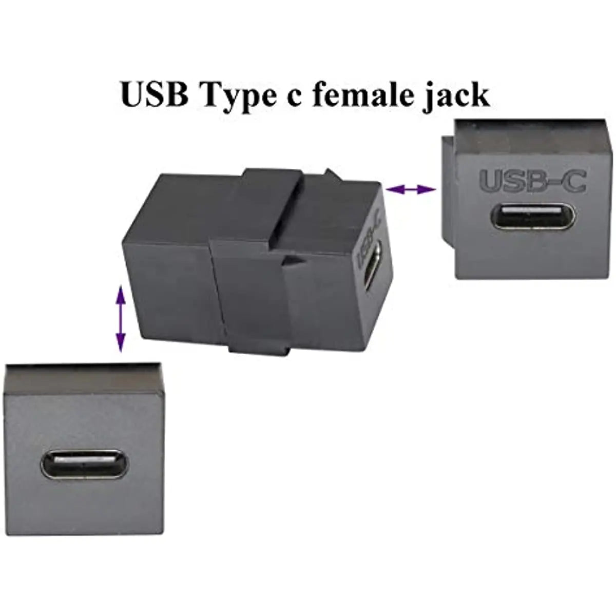 USB C Keystone Jack Inserts Adapter USB 3.1 Type-C Female to Female Insert Socket Coupler Connector for Wall Plate Outlet Panel