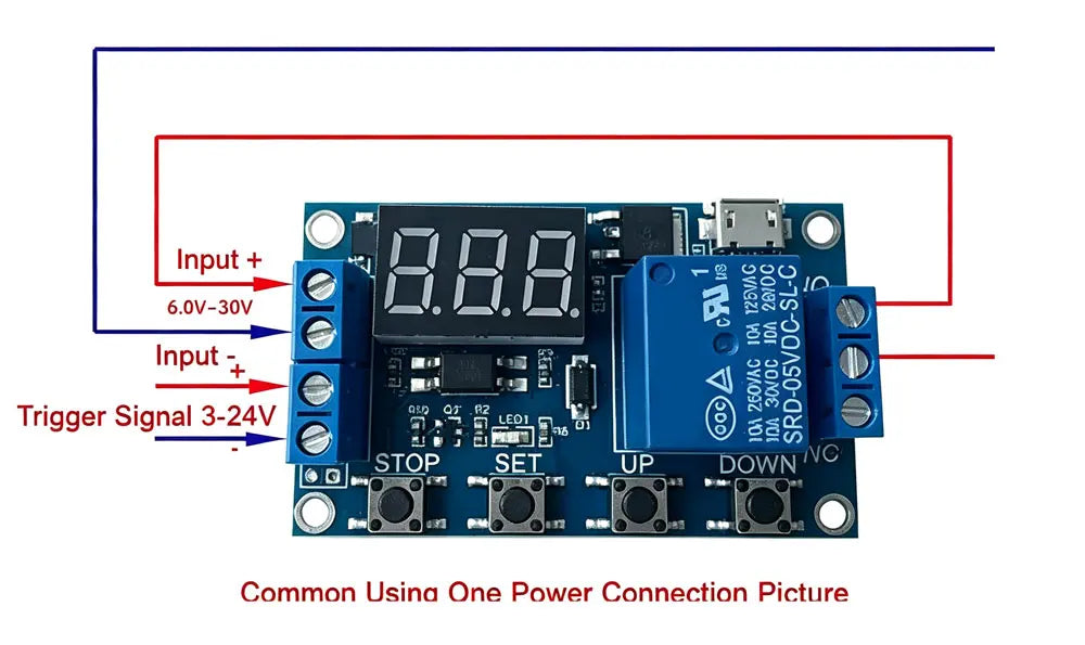 DC 6-30V Timer Relay Programmable Delay Relay Module Cycle Timer with LED Display 6V 9V 12V 24V Micro USB Smart Home Controller