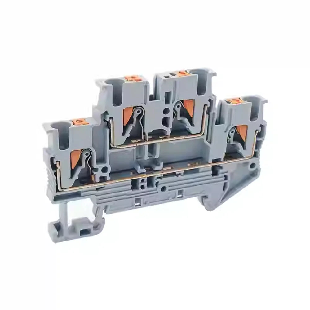 10Pcs PTTB-2.5 Double Level Push-in Din Rail Terminal Block 2 Layer 2.5mm² Plug Cable Electrical Wire Connector PTTB 2.5