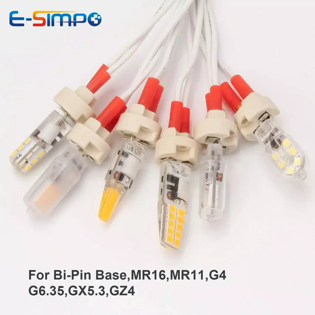 MR16 Lamp Base Ceramic Socket Base with 15/20/30cm Silicone Cable wire for LED and Halogen Lamps G4 G5.3 GY6.35 Accessory Plug