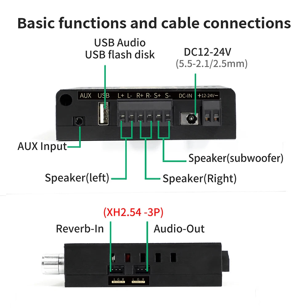 DC 12V 24V XY-DT100H Bluetooth Power Amplifier Board Dual Channel High Power Sound 50W*2+100W Audio Speaker Module TPA3116