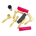 4PCS 4mm L-shaped Right Angle Banana Plug Soft Plastic Shell 90 Degree Banana Connector Red Black for Audio Video Speaker