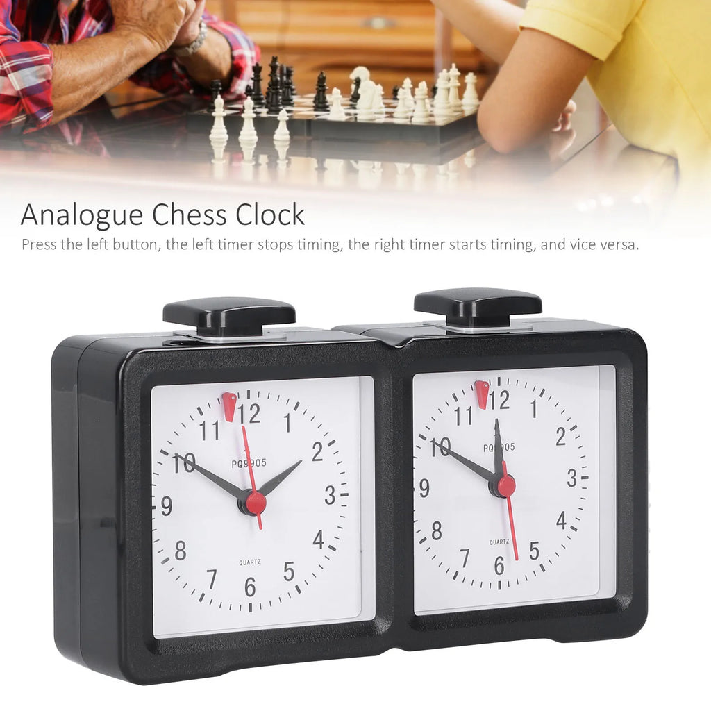 Multifunction Chess Analog Clock Count Up Count Down Timer Mute for Board Game Competition